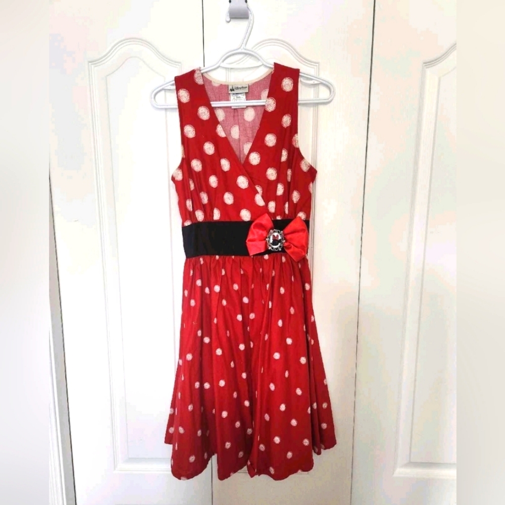 Disney Parks Red Minnie Mouse Polka Dot Fit & Flare Dress Size xs